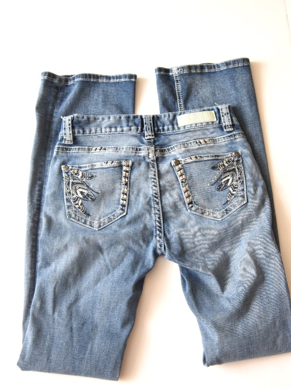 Rock & Roll Cowgirl Women's Mid Rise Bootcut Jeans 26x34 Embroidered Western Y2K